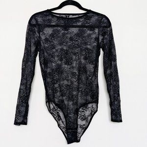 NWOT Forever 21 Black Lace Bodysuit
